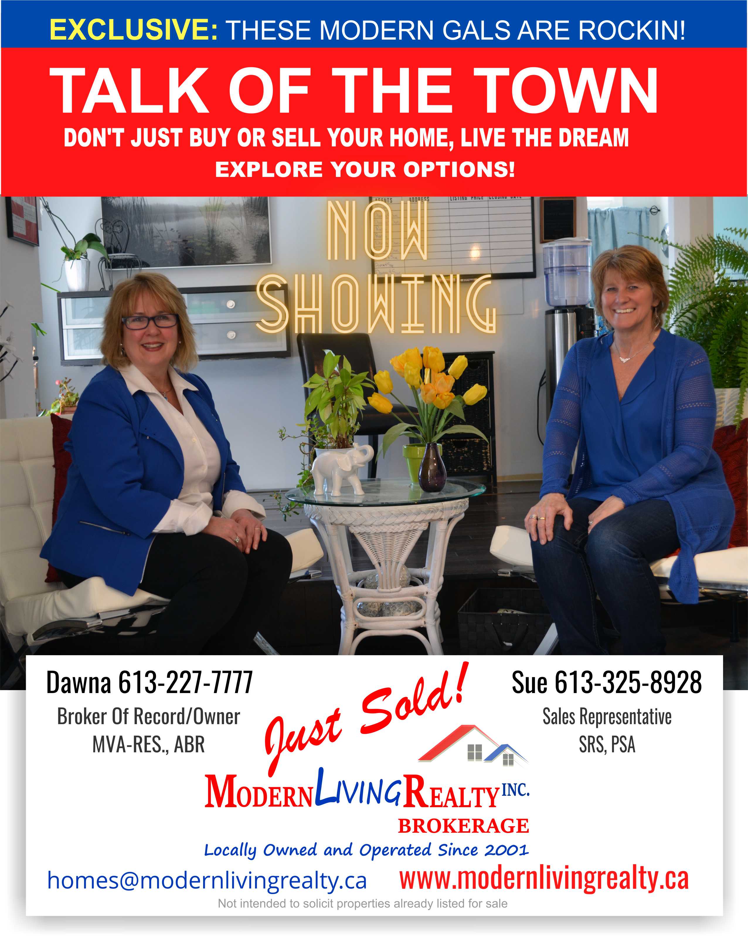Dawna Hamilton & Sue Hann Sitting at a table | Talk of the Town | Modern Living Realty Brokerage